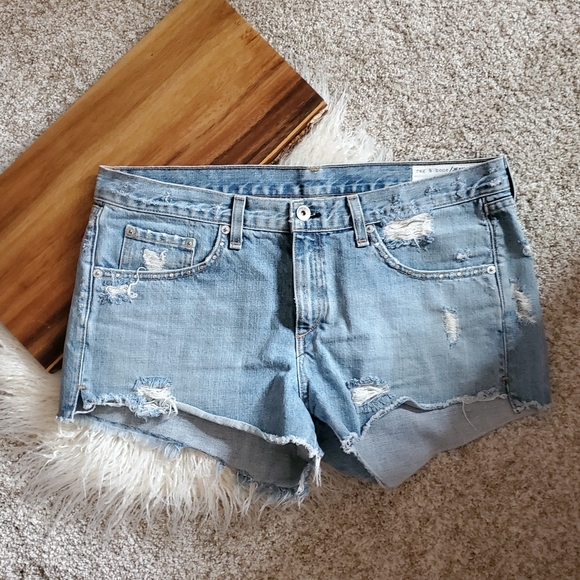 rag & bone Pants - Rag & Bone Studded Denim Shorts